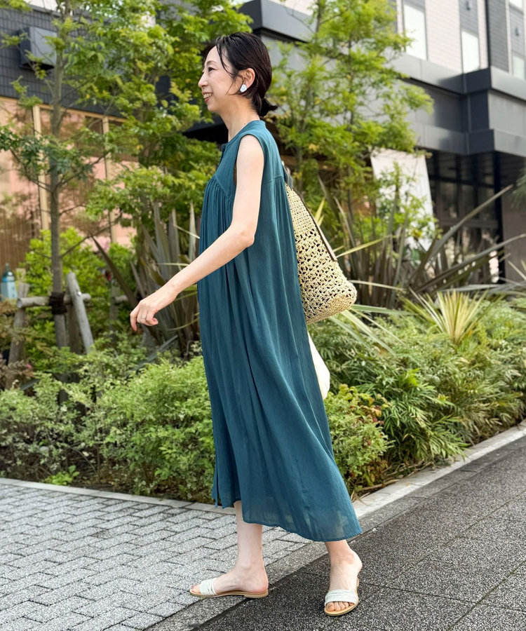 麻調シアーシャツワンピース
