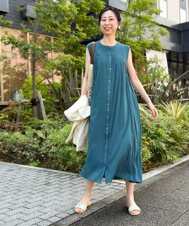 麻調シアーシャツワンピース
