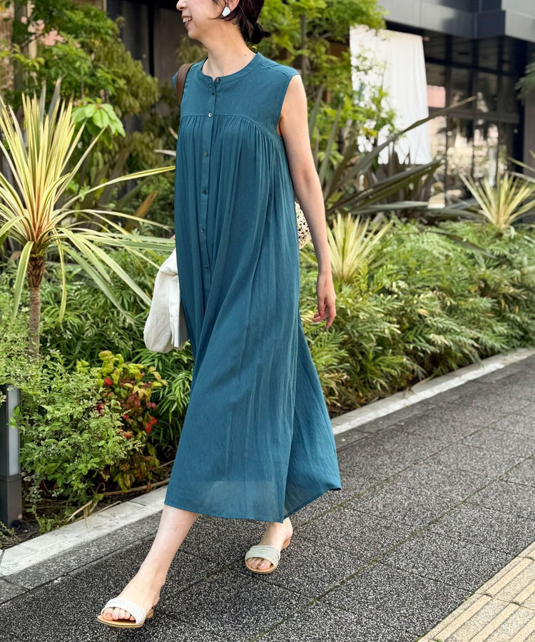 麻調シアーシャツワンピース