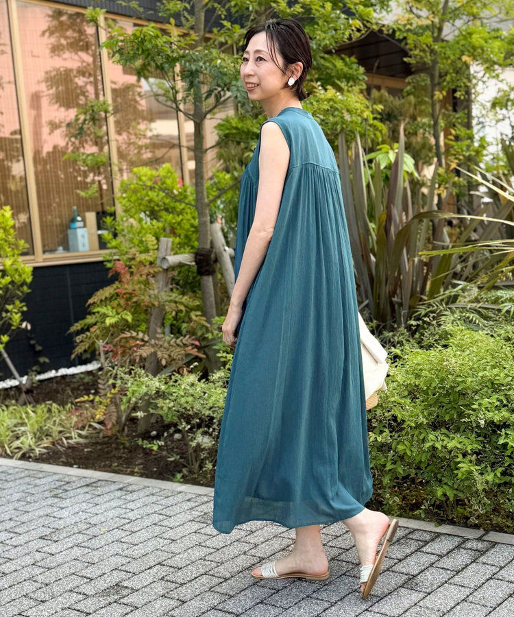 麻調シアーシャツワンピース