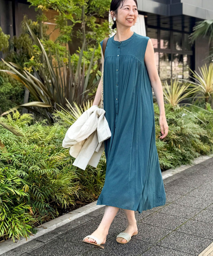 麻調シアーシャツワンピース