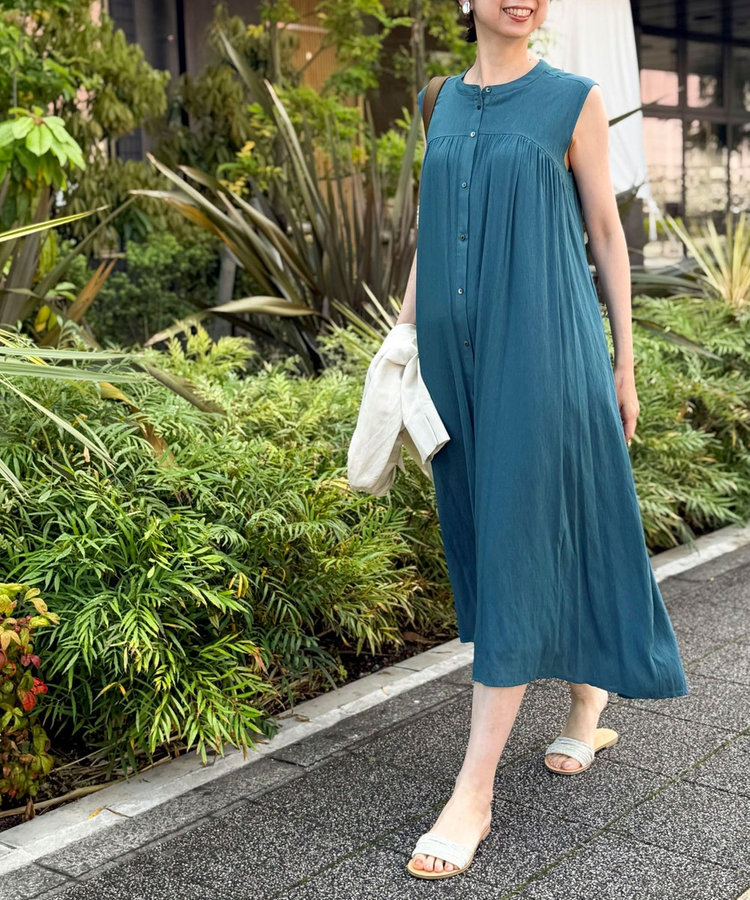 麻調シアーシャツワンピース