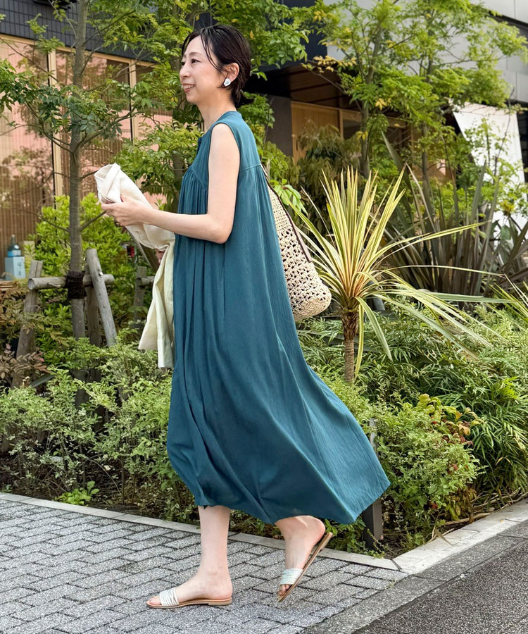 麻調シアーシャツワンピース