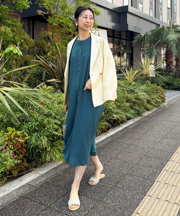 麻調シアーシャツワンピース