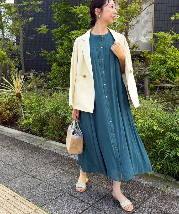 麻調シアーシャツワンピース