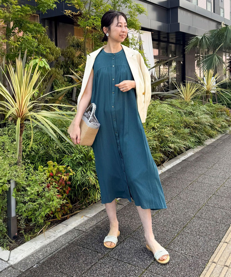麻調シアーシャツワンピース