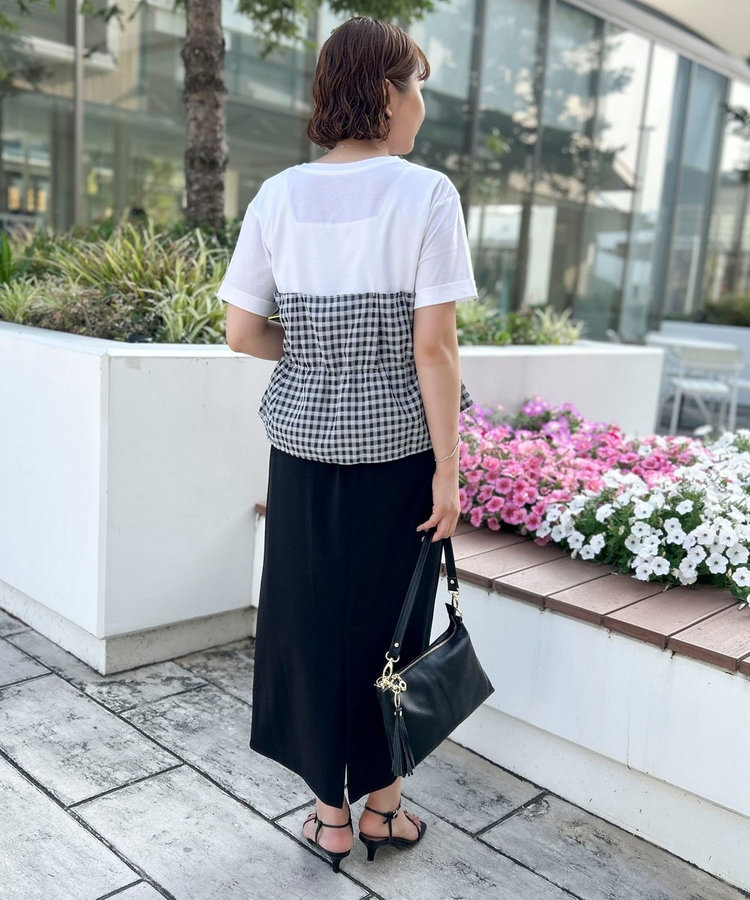 シアーチェックビスチェ付きTシャツ