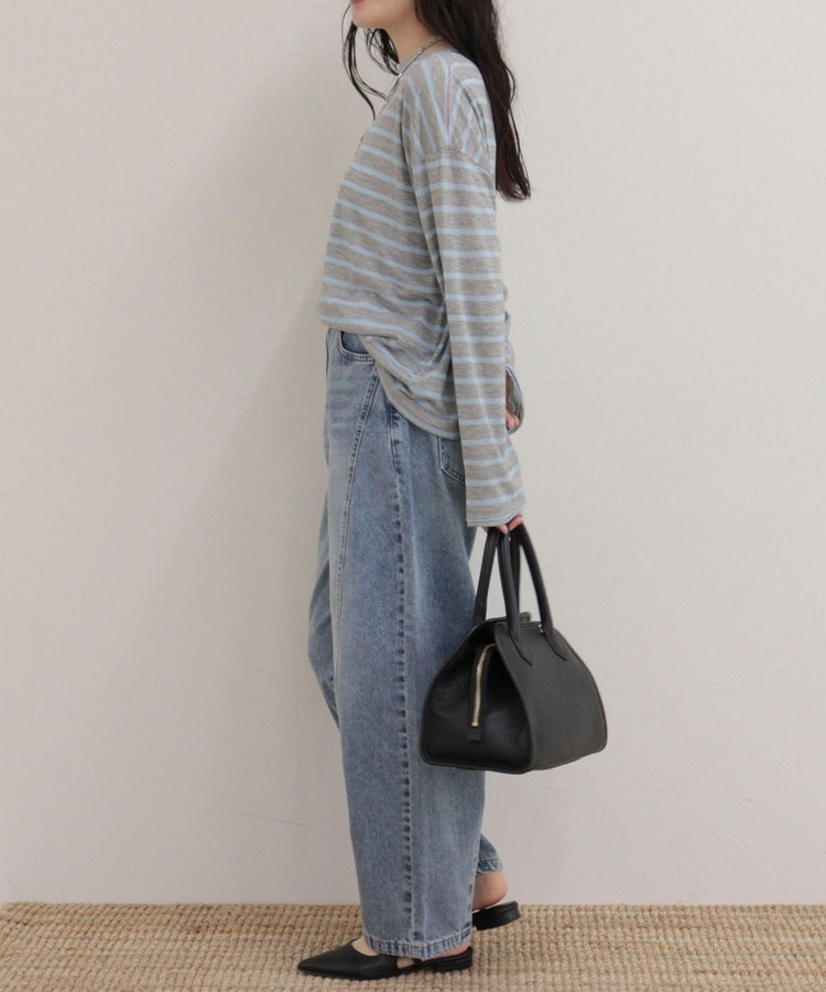 ハートステッチシアーボーダーロンTシャツ