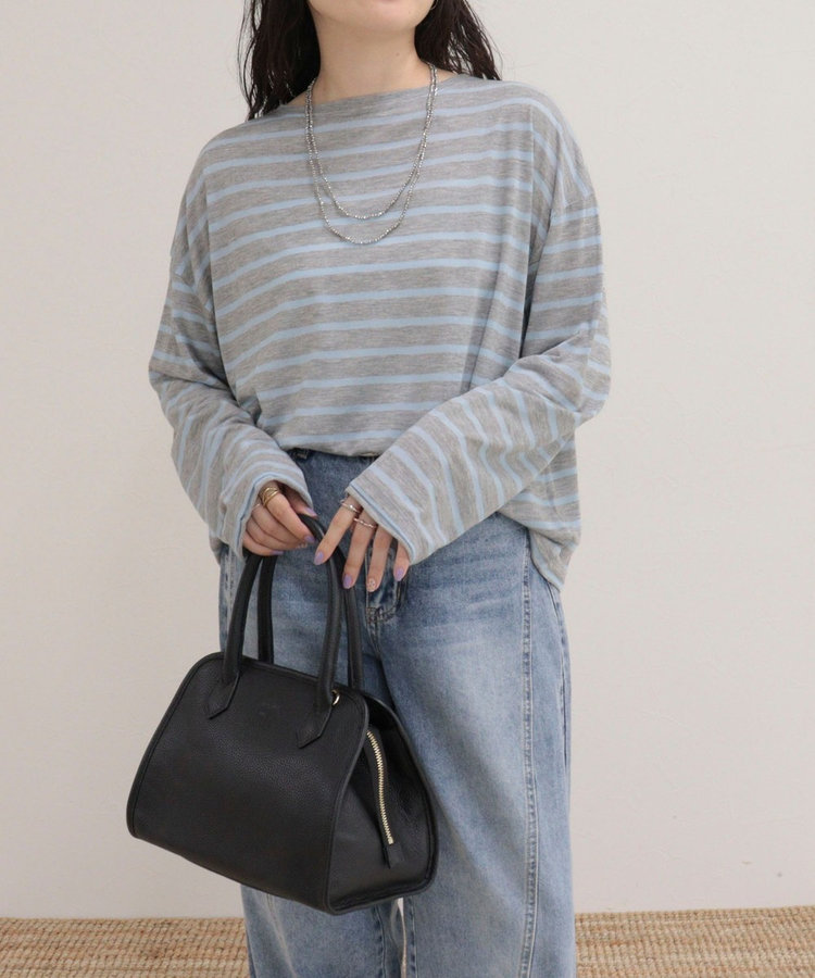 ハートステッチシアーボーダーロンTシャツ