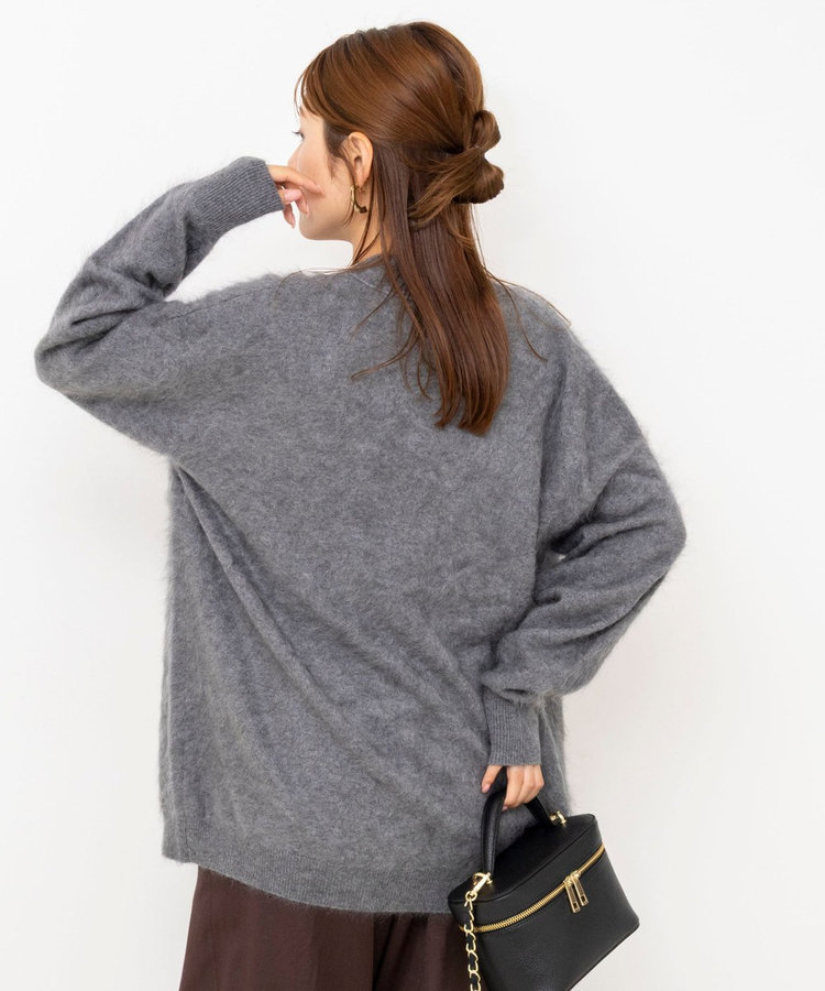 カシミヤファー加工Vネックカーディガン