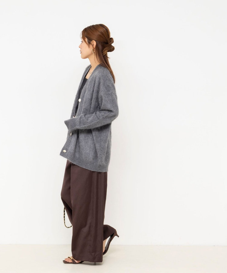 カシミヤファー加工Vネックカーディガン