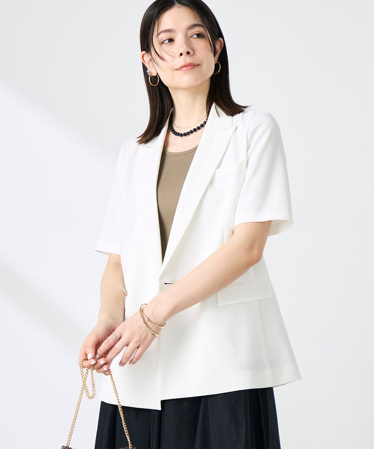 《セットアップ対応》ウォッシャブルドライツイルハーフスリーブジャケット