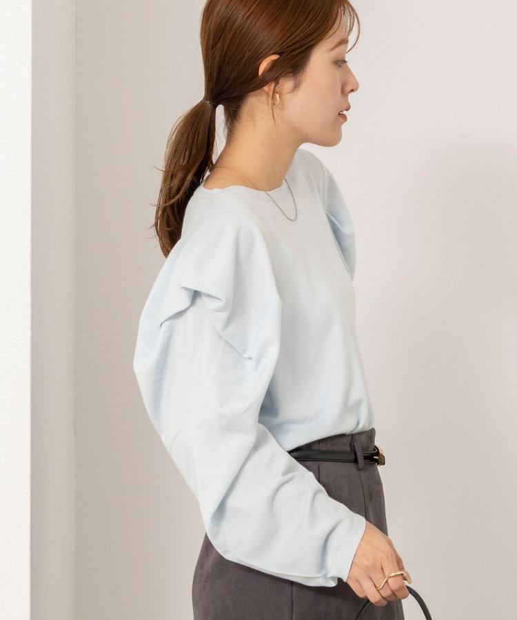 【WEB限定】《手洗い可能》タックドレープスリーブニット