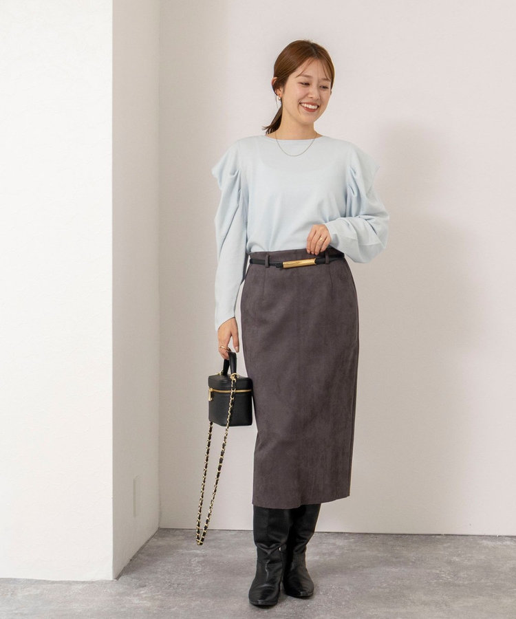 【WEB限定】《手洗い可能》タックドレープスリーブニット