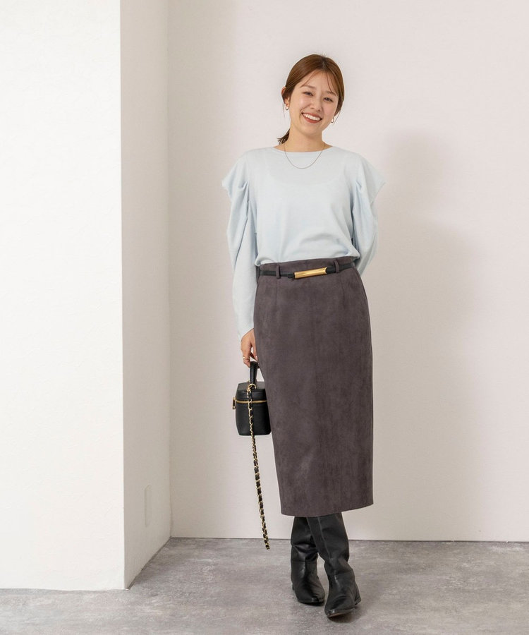 【WEB限定】《手洗い可能》タックドレープスリーブニット