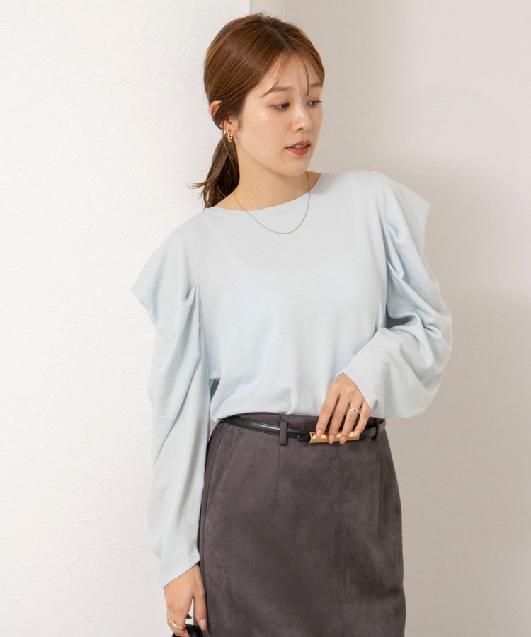 【WEB限定】《手洗い可能》タックドレープスリーブニット