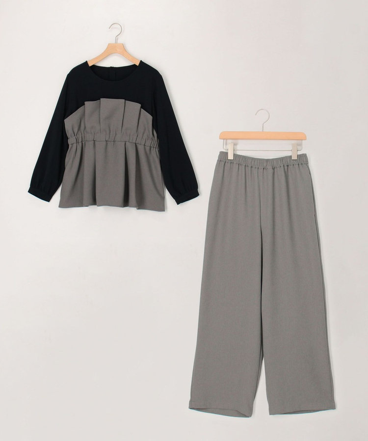 《セットアイテム》ビスチェ風トップス×ストレートパンツセットアップ