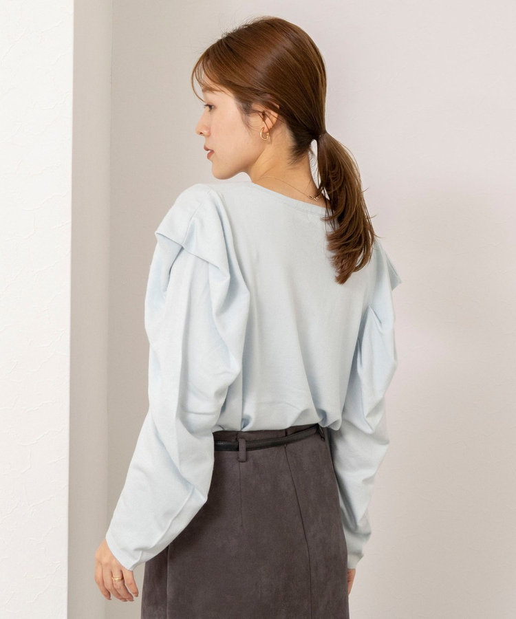 【WEB限定】《手洗い可能》タックドレープスリーブニット