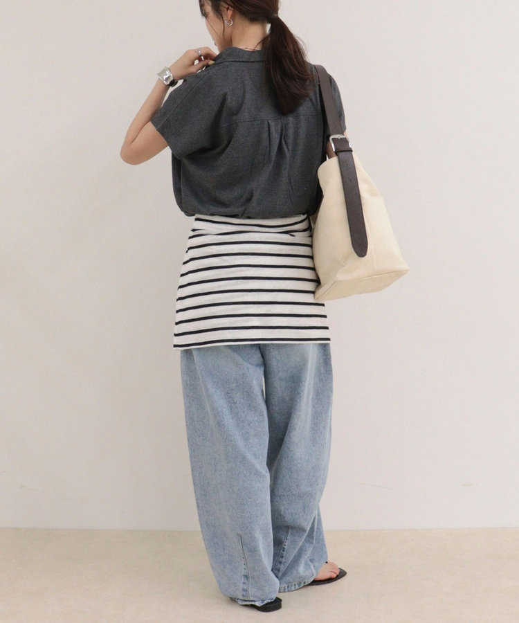 クロップドルーズポロ衿Tシャツ