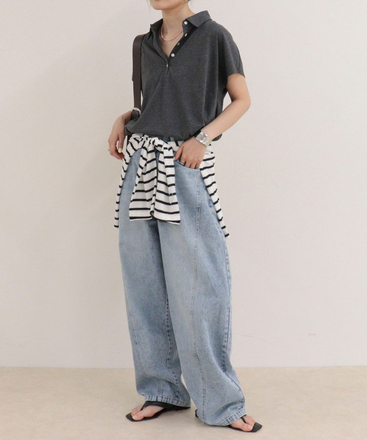 クロップドルーズポロ衿Tシャツ