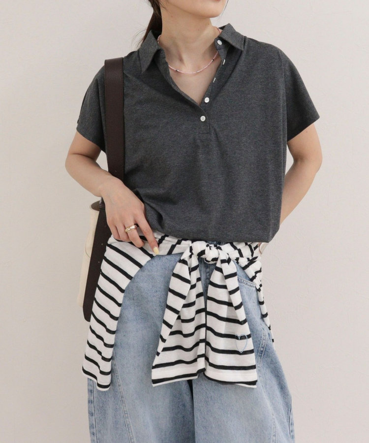 クロップドルーズポロ衿Tシャツ