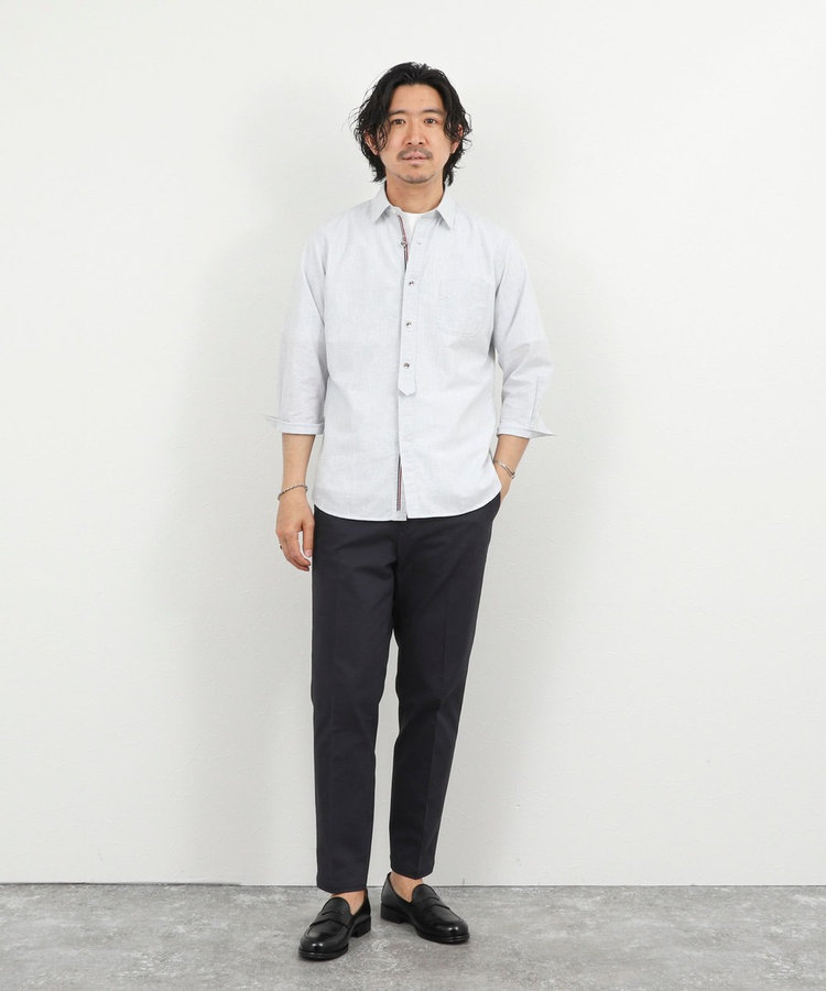 綿麻パラシュートボタン7分袖シャツ 26SS