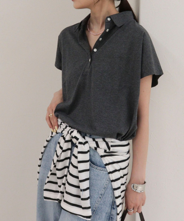 クロップドルーズポロ衿Tシャツ