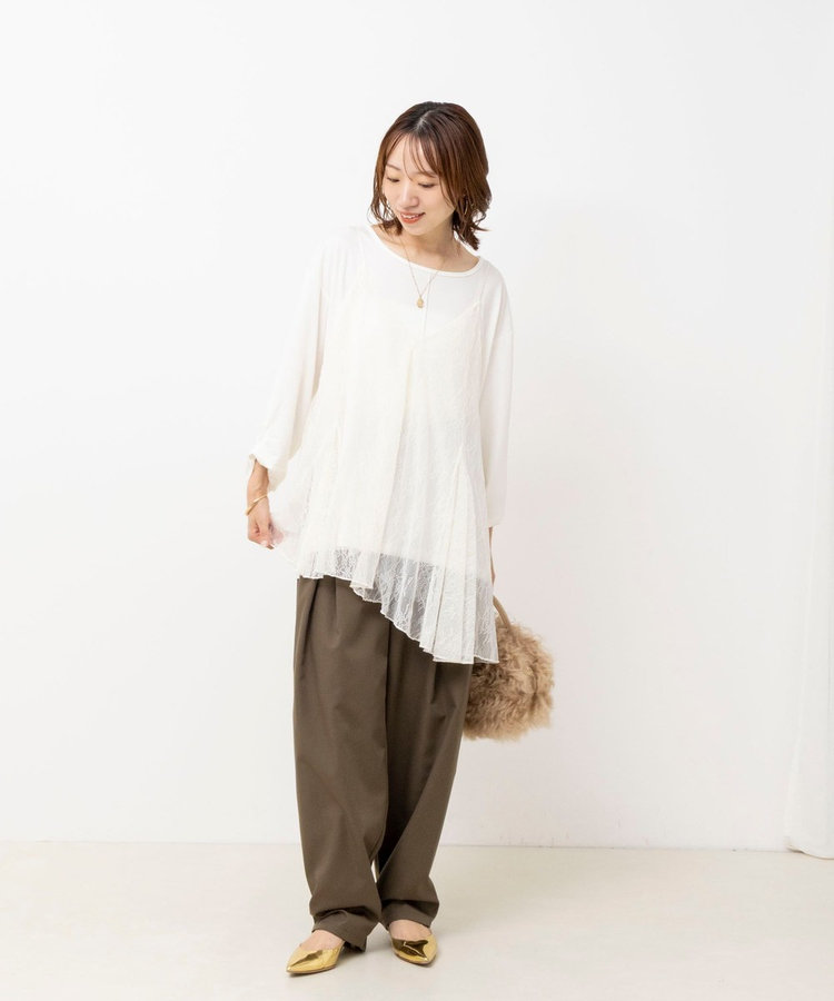 【WEB限定】ウォッシャブルアシメレースキャミ