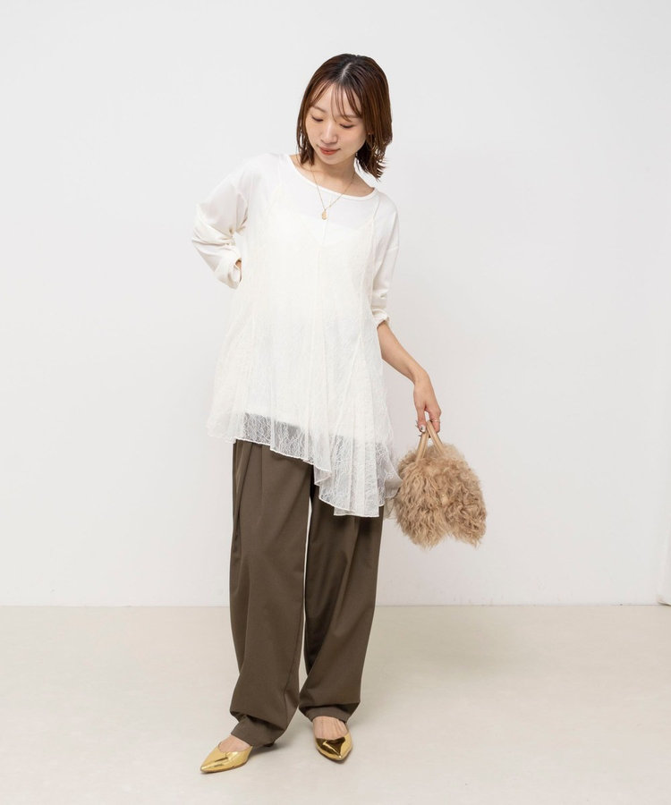 【WEB限定】ウォッシャブルアシメレースキャミ