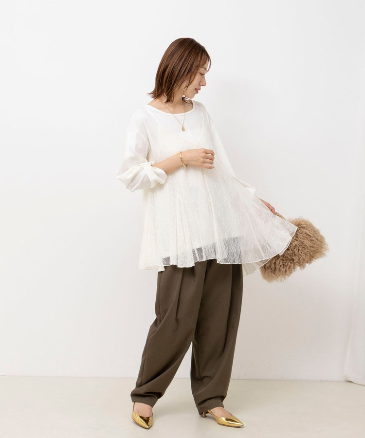 【WEB限定】ウォッシャブルアシメレースキャミ