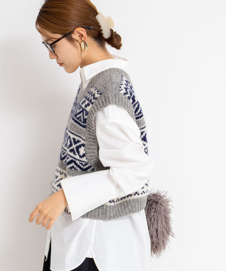 ノルディック柄2WAYベスト（5-0037-6-02-003）｜Rie Miller/RM denim