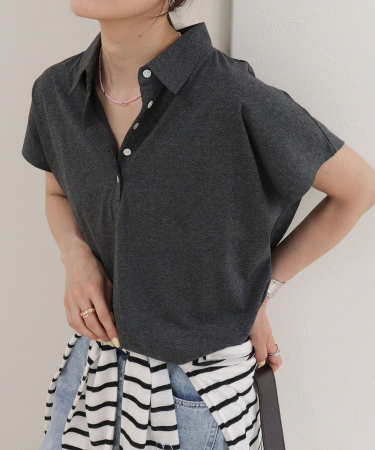 クロップドルーズポロ衿Tシャツ