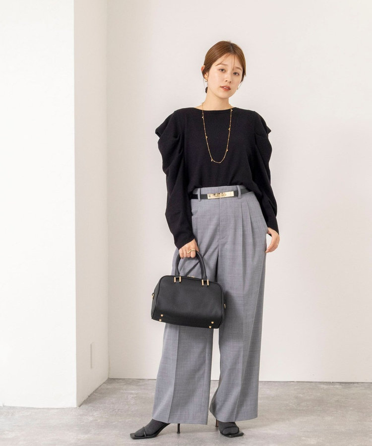【WEB限定】《手洗い可能》タックドレープスリーブニット