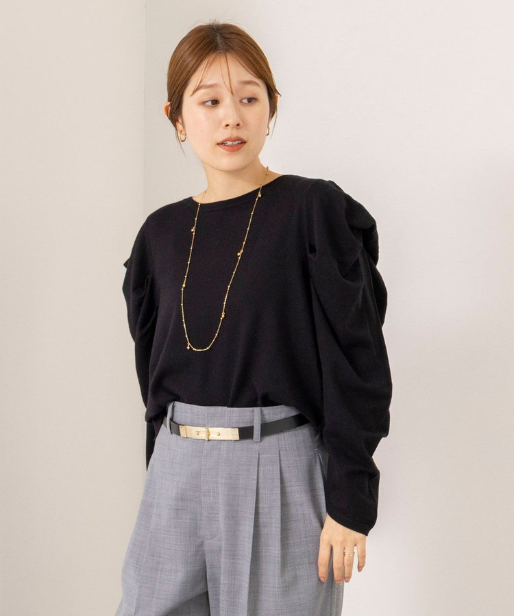 【WEB限定】《手洗い可能》タックドレープスリーブニット
