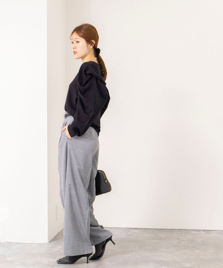 【WEB限定】《手洗い可能》タックドレープスリーブニット