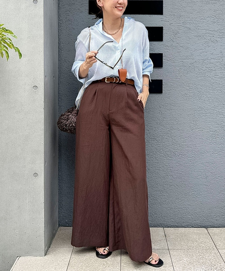 ［WEB限定 SPECIAL SALE！］ウォッシャブルフィブリルポプリンワイドパンツ