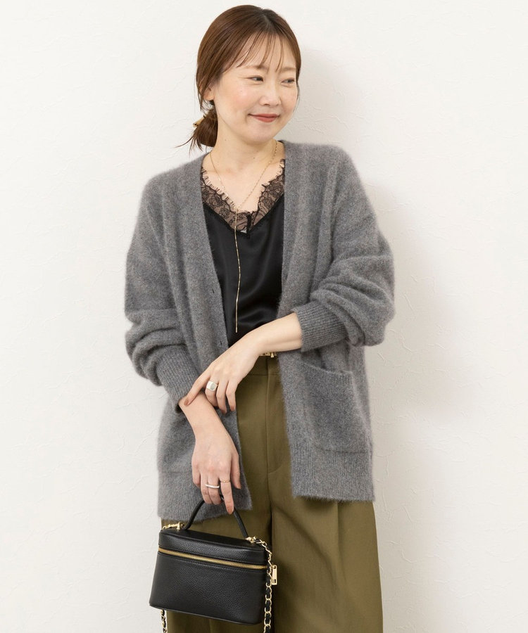 【一部WEB限定カラー】ウール混へアリーVネックカーディガン