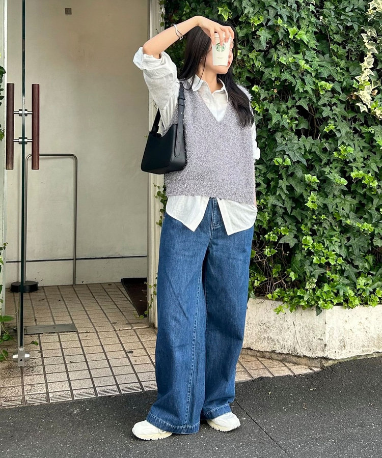 WEB限定カラーあり】ポリフェザーニットベスト（4-0359-5-22-001