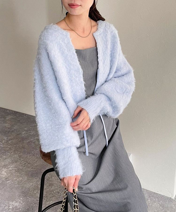 起毛シャギーニットボレロカーディガン（4-0359-6-22-002）｜fredy