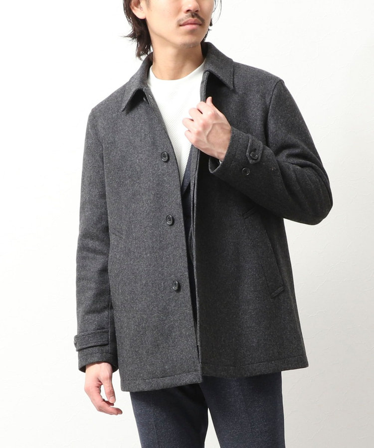 ≪ビジカジ対応≫カシミヤ混 ステンカラーハーフコート（5-0804-6-58