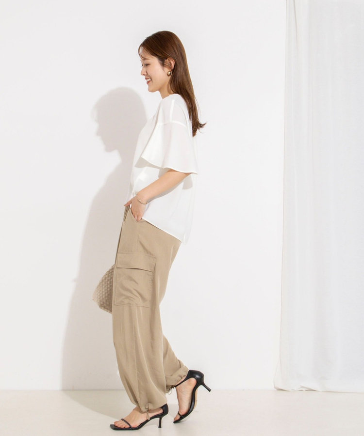 【WEB限定】ウォッシャブルストレッチジョーゼットラッフル袖ブラウス