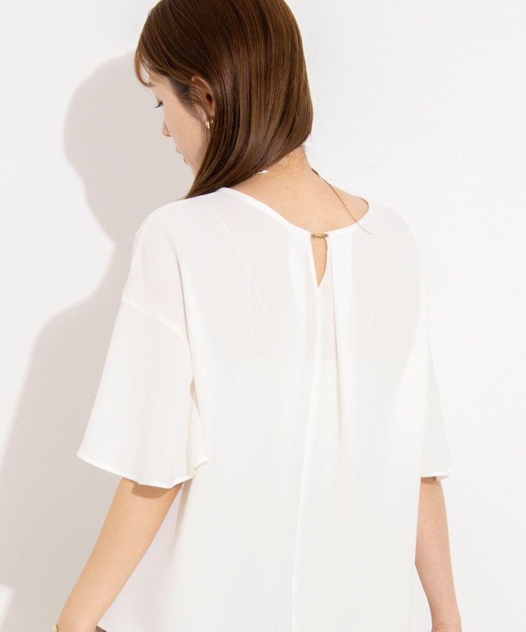 【WEB限定】ウォッシャブルストレッチジョーゼットラッフル袖ブラウス