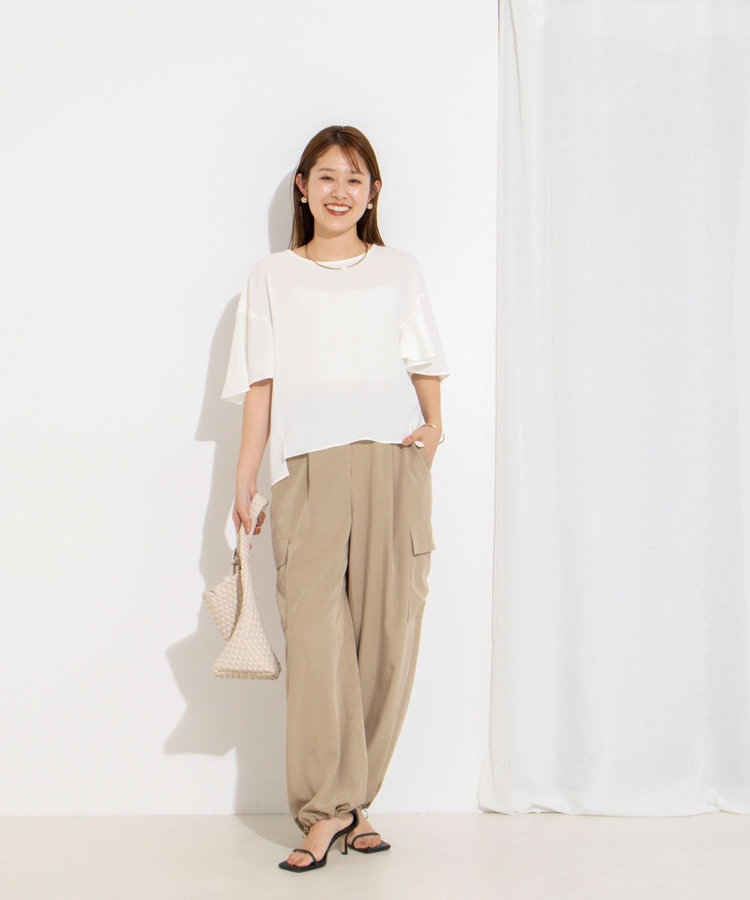 【WEB限定】ウォッシャブルストレッチジョーゼットラッフル袖ブラウス