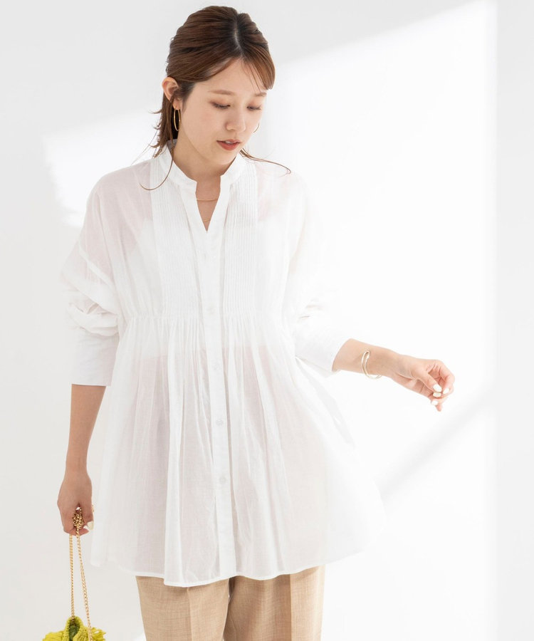 【WEB＆一部店舗限定】【BECシリーズ】綿ボイルピンタックオーバーシャツ