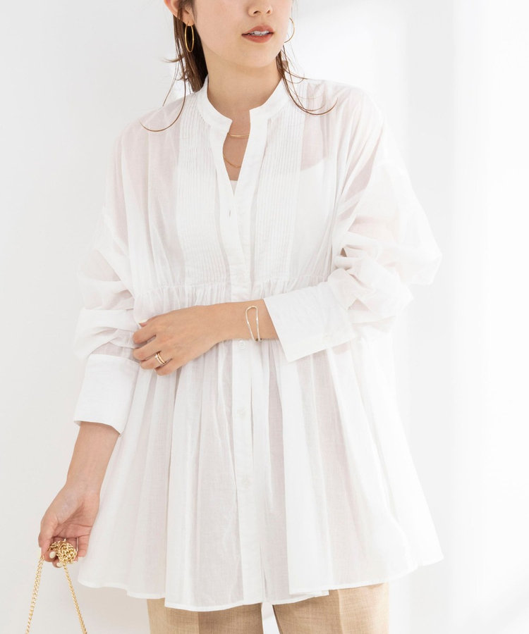 【WEB＆一部店舗限定】【BECシリーズ】綿ボイルピンタックオーバーシャツ