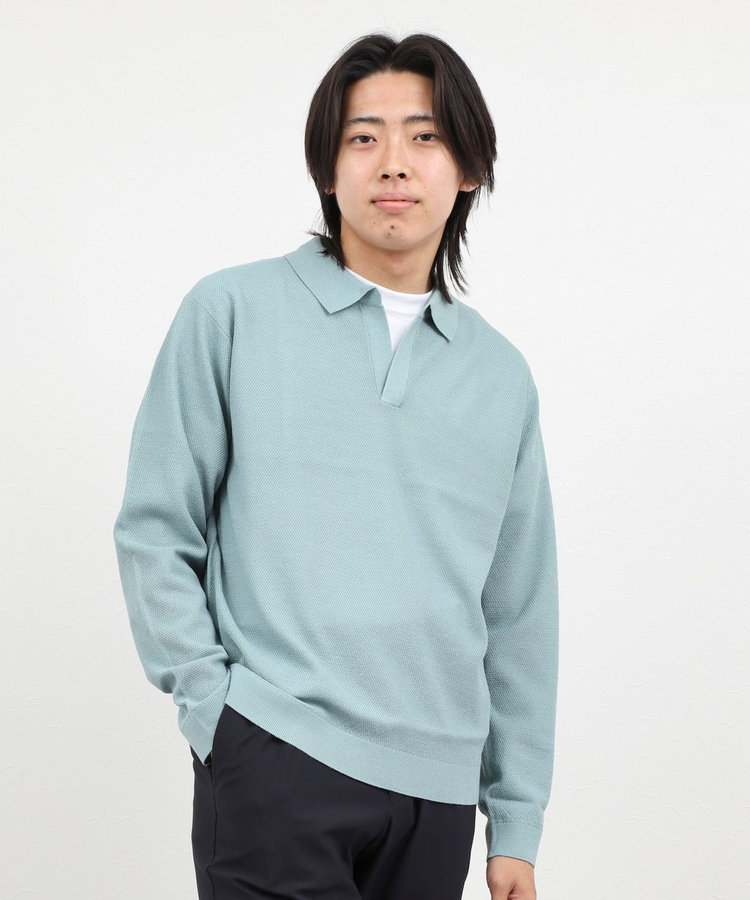 変形カノコ 長袖スキッパーニットポロ 26AW