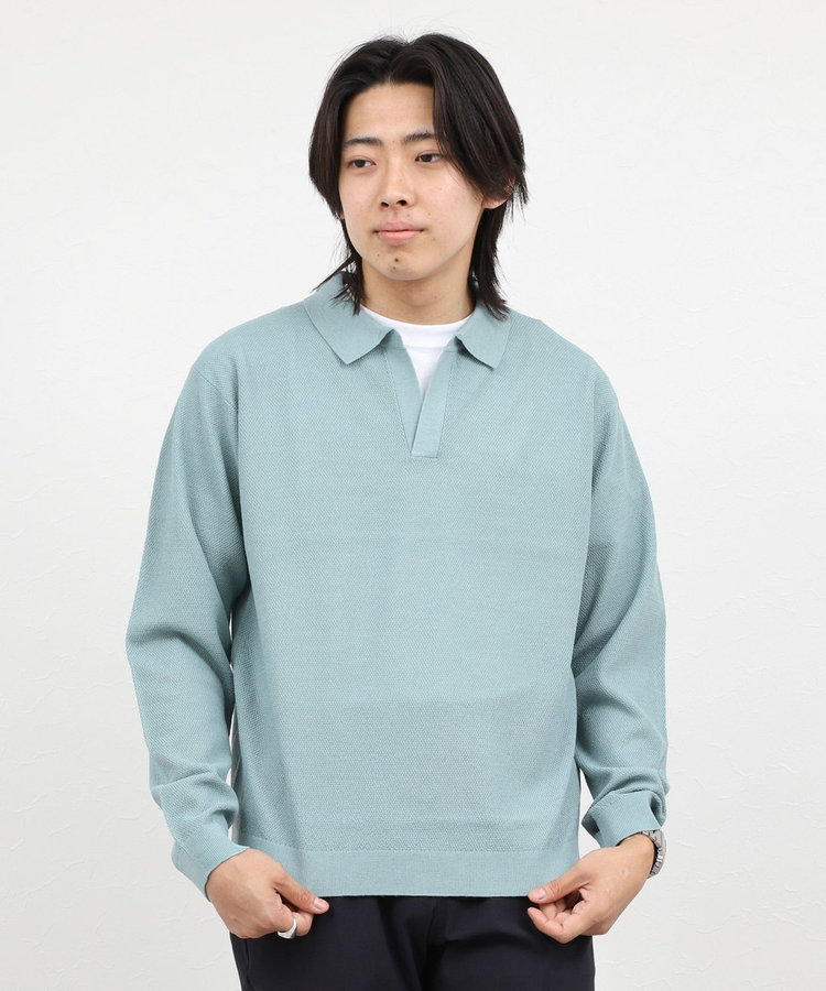 変形カノコ 長袖スキッパーニットポロ 26AW