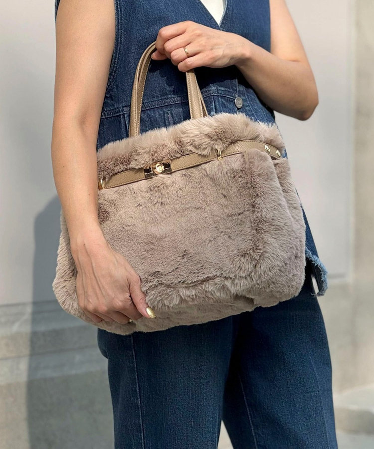 会員限定 BLACK FRIDAY対象］ひねり金具付きファートートバッグ（5