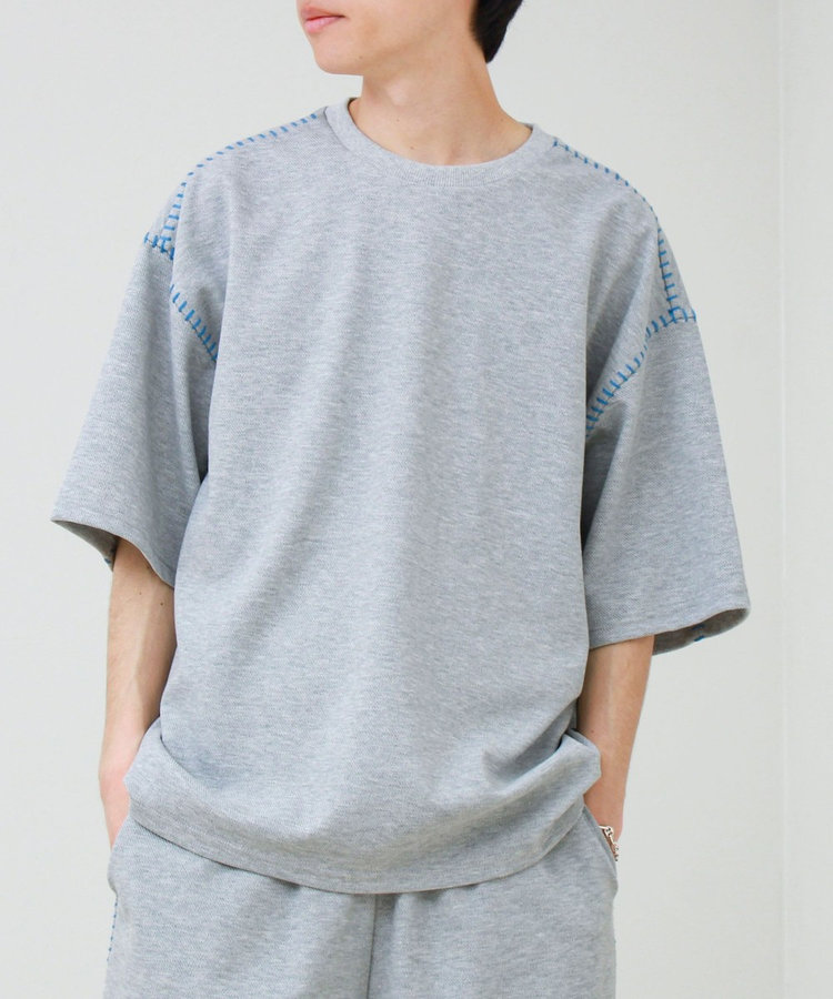 【セットアップ対応】カルゼラダーステッチ クルーネックTシャツ