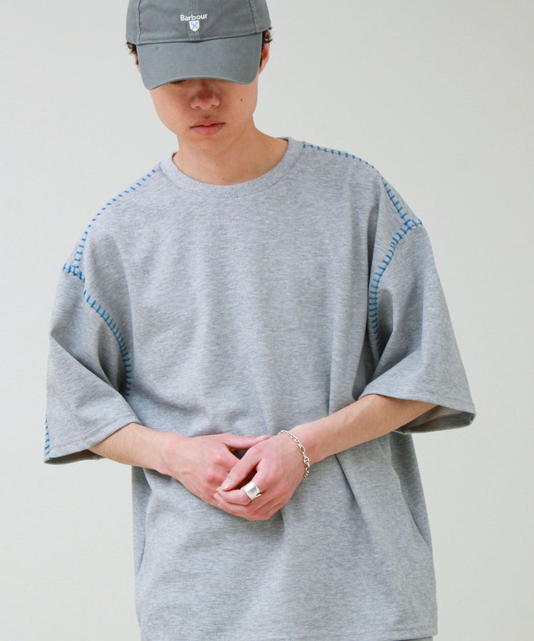 【セットアップ対応】カルゼラダーステッチ クルーネックTシャツ